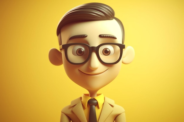 personagem de desenho animado 3d de um empresário