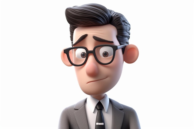 personagem de desenho animado 3d de um empresário