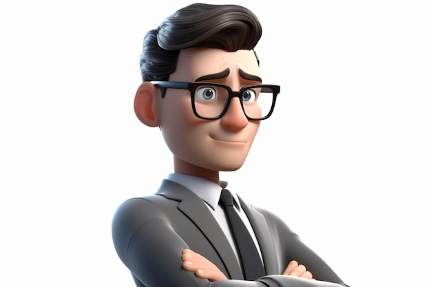 personagem de desenho animado 3d de um empresário