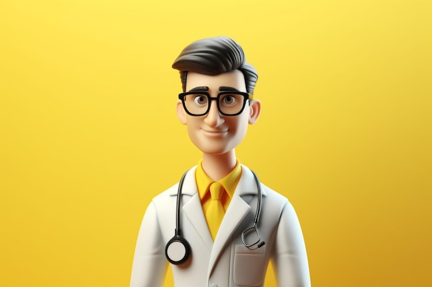 personagem de desenho animado 3d de um médico