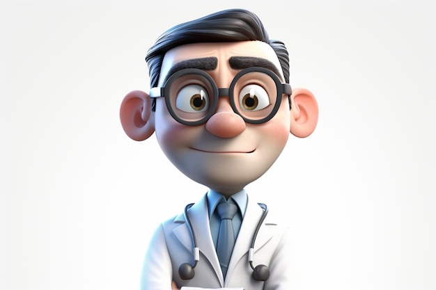 personagem de desenho animado 3d de um médico