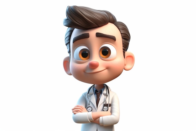 personagem de desenho animado 3d de um médico
