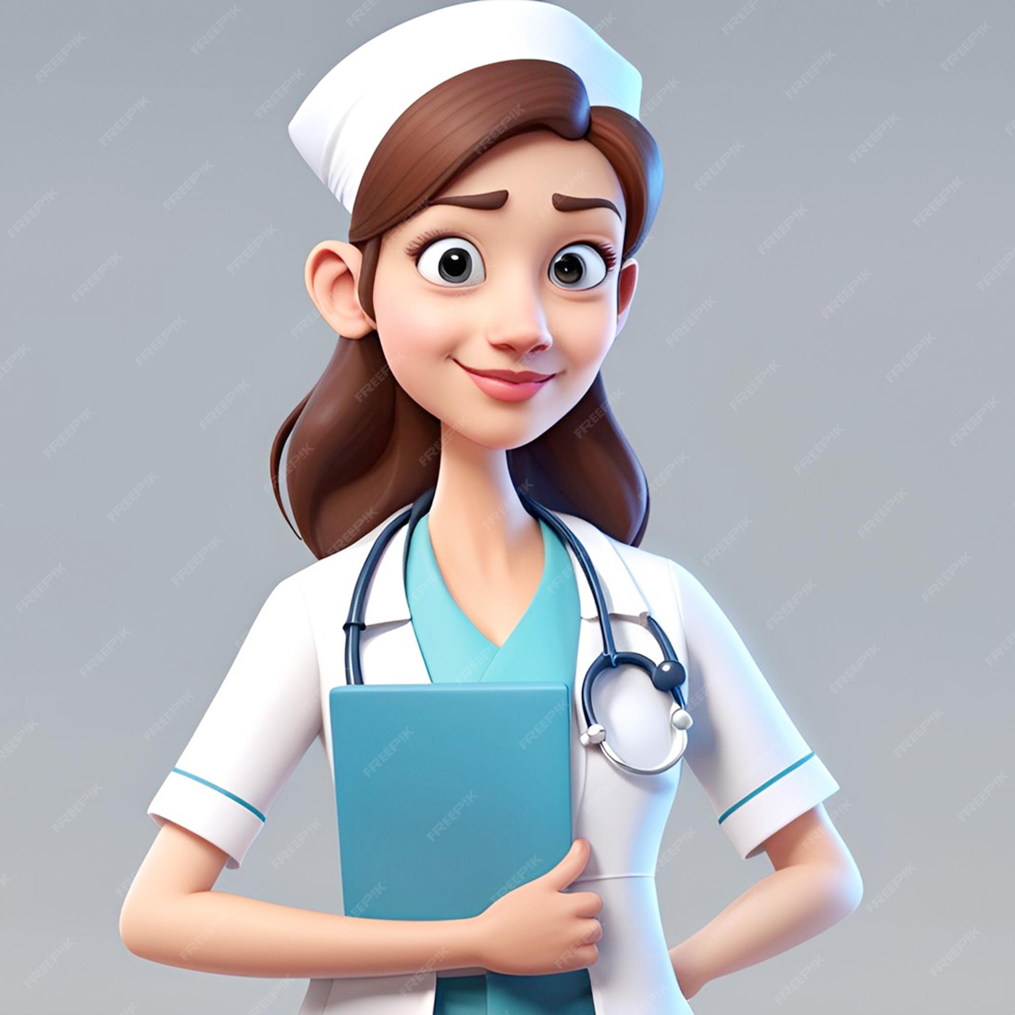 Ilustração 3d de personagem de desenho animado de um sorriso feliz médico  feminino segurando está dando recomendaçãoconceito de ilustração de clínica  hospitalar médica