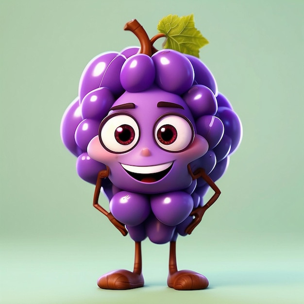 Foto personagem de desenho animado 3d de uva