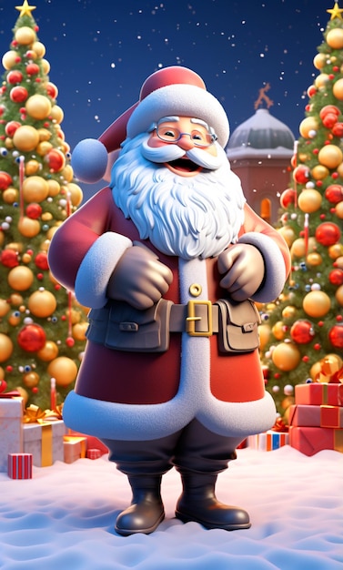 Personagem de desenho animado 3D do Papai Noel