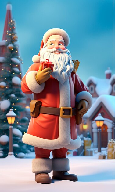 Personagem de desenho animado 3D do Papai Noel