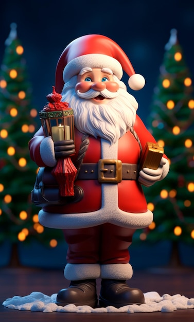Personagem de desenho animado 3D do Papai Noel