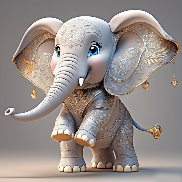 Personagem de desenho animado 3D gerado por IA de um elefante