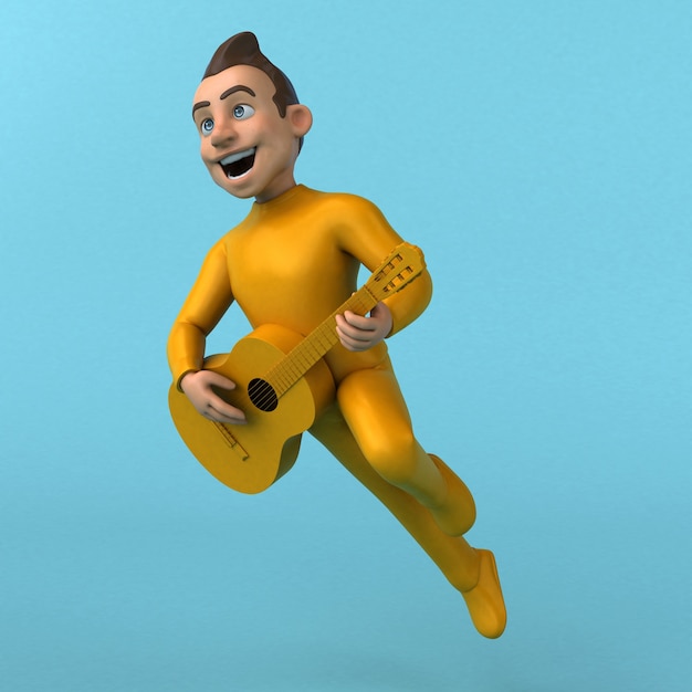 Personagem de desenho animado amarelo divertido em 3D
