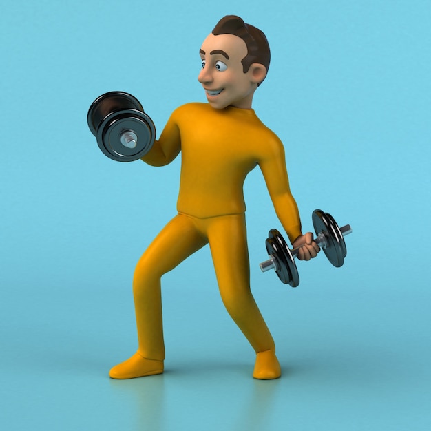 Personagem de desenho animado amarelo divertido em 3D