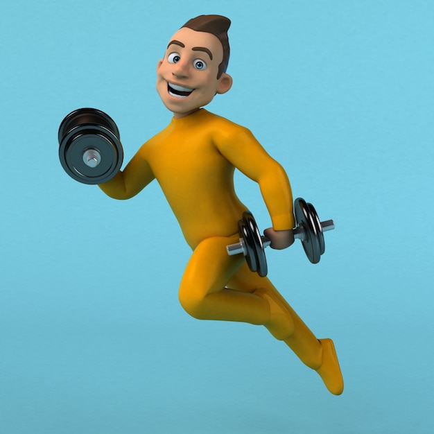 Personagem de desenho animado amarelo divertido em 3D