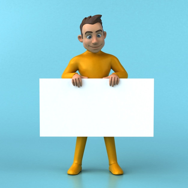 Personagem de desenho animado amarelo divertido em 3D