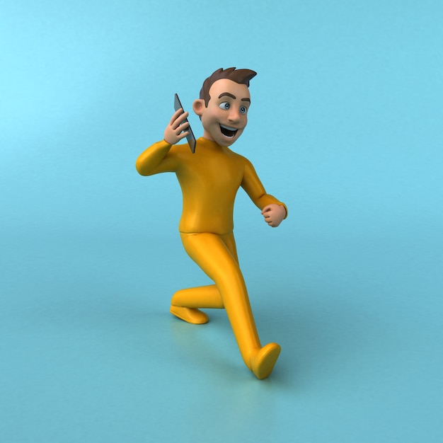 Foto personagem de desenho animado amarelo divertido em 3d