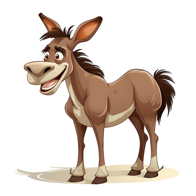 Personagem de desenho animado animal burro em fundo branco