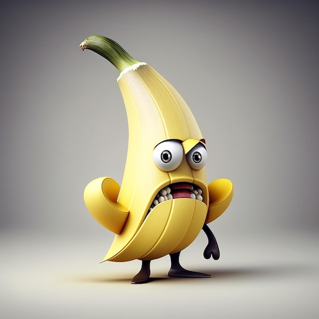 Personagem de desenho animado bonito de banana por IA generativa