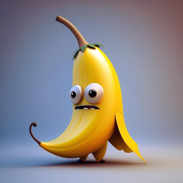 Personagem de desenho animado bonito de banana por IA generativa