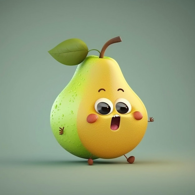 Personagem de desenho animado bonito de Pear Generative Ai