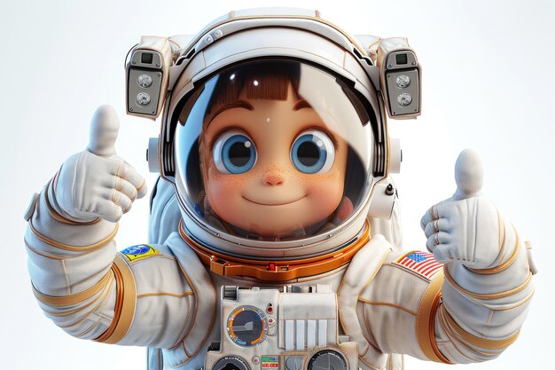 Personagem de desenho animado bonito menino astronauta pessoa em traje espacial em close-up extremo ia generativa