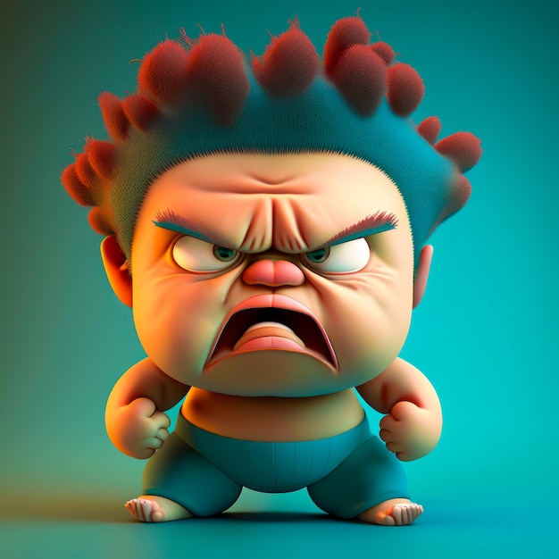 Personagem de desenho animado com um olhar zangado no rosto Generative AI