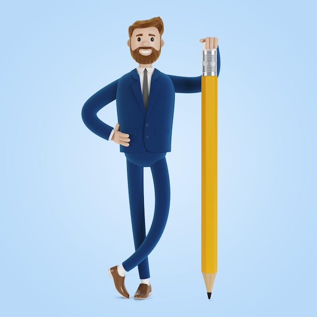 Personagem de desenho animado com uma ilustração 3D a lápis