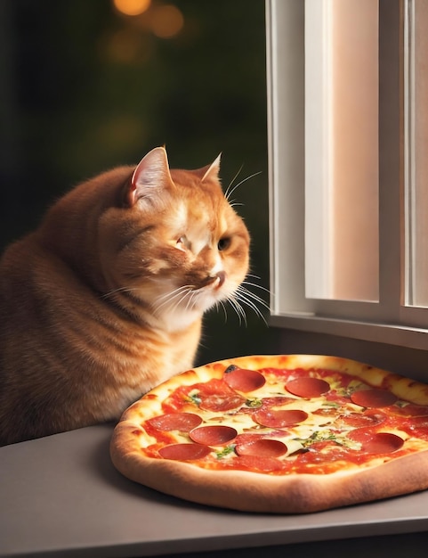 Personagem de desenho animado comendo pizza e olhando para a janela