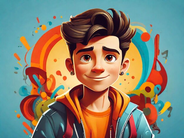 Foto personagem de desenho animado cooltrendy e funky com um design de estilo retro