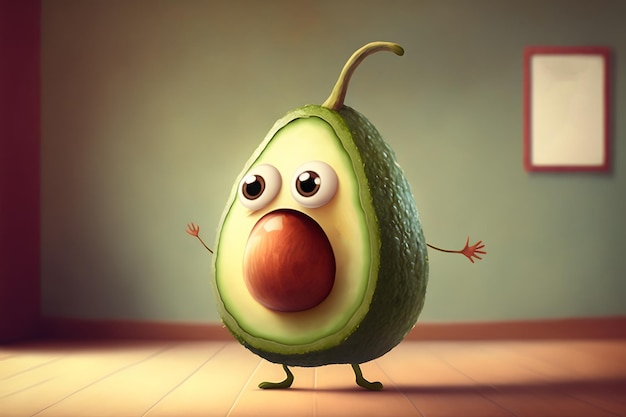 Personagem de desenho animado de abacate Sorrindo personagem saudável