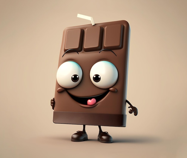 Personagem de desenho animado de barra de chocolate