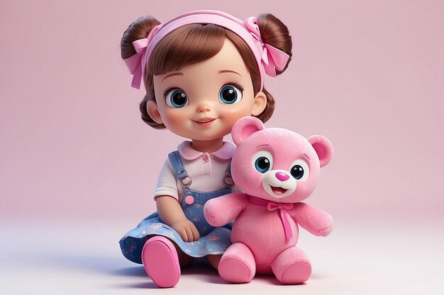 Foto personagem de desenho animado de boneca de brinquedo rosa