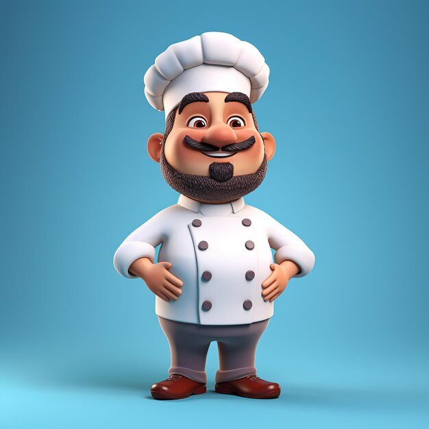 Personagem de desenho animado de chef 3d