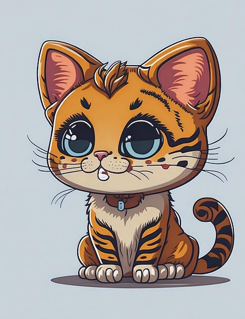 Personagem de desenho animado de gato fofo