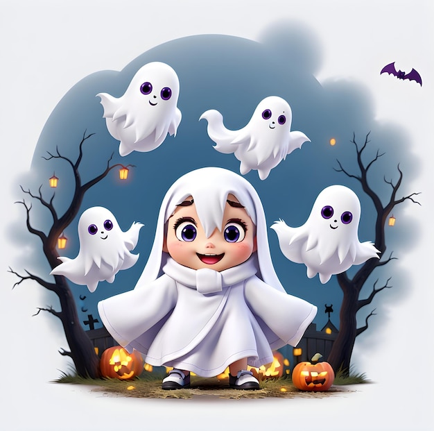 Foto personagem de desenho animado de halloween ghost holidays