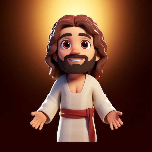 Personagem de desenho animado de Jesus em 3D