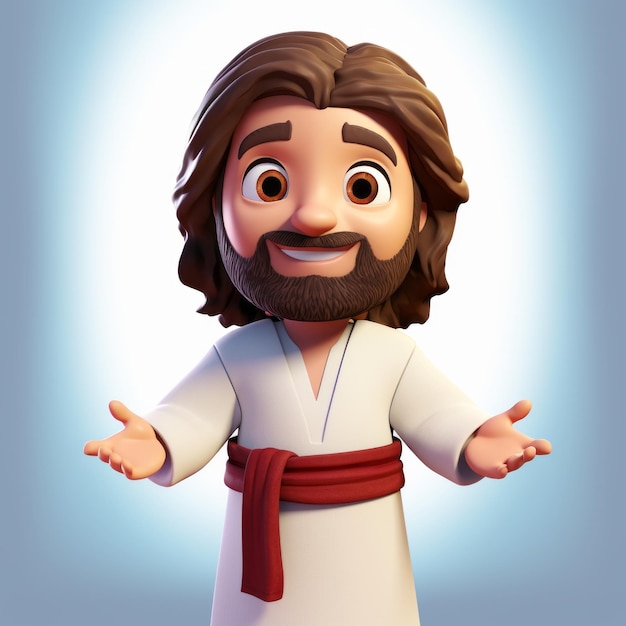 Personagem de desenho animado de Jesus em 3D