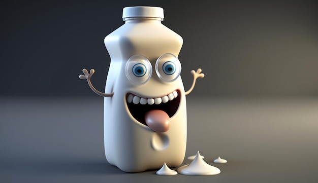 Personagem de desenho animado de leite engraçado generative AI