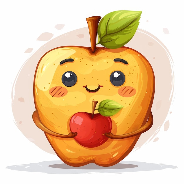 Personagem de desenho animado de maçã isolado em fundo branco