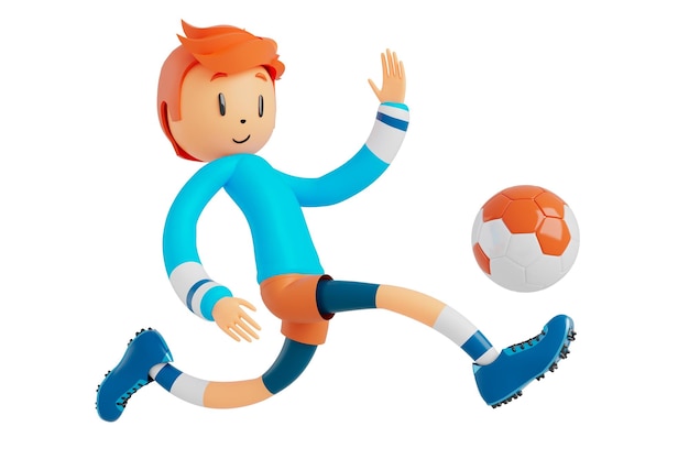 Personagem de desenho animado de menino 3d em ação com caminho de recorte ilustrador 3d atividade esportiva exercício fitness treino treinamento estilo de vida homem jogador tecnologia VR ginásio conceito de objeto ciberespaço ao ar livre