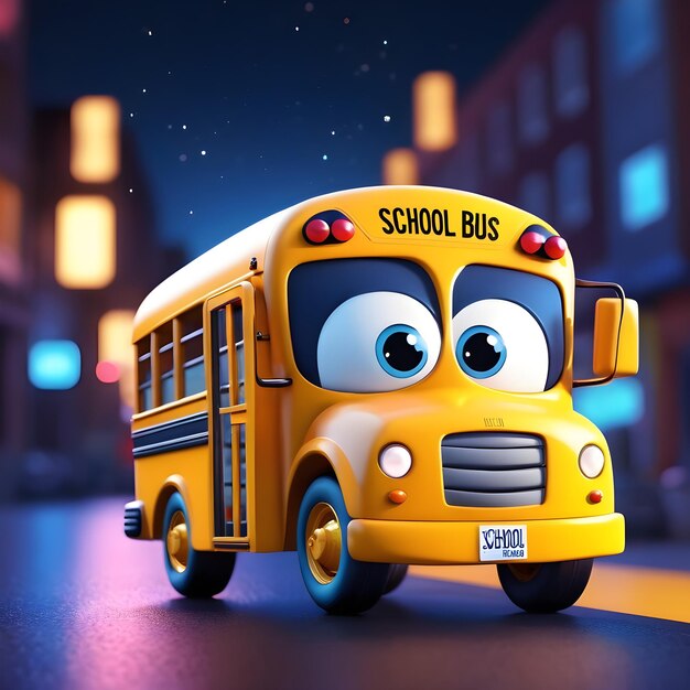 personagem de desenho animado de ônibus escolar