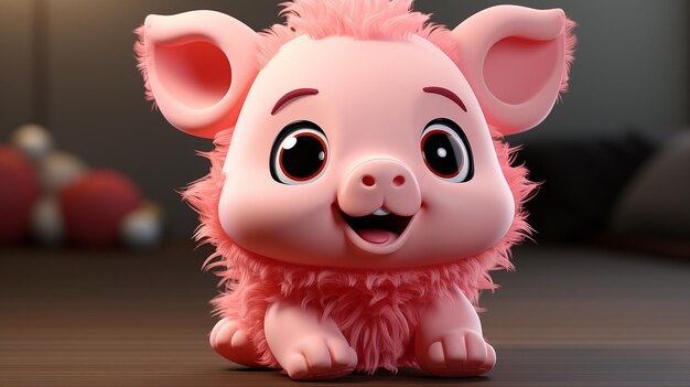 Personagem de desenho animado de porco bonito em 3D