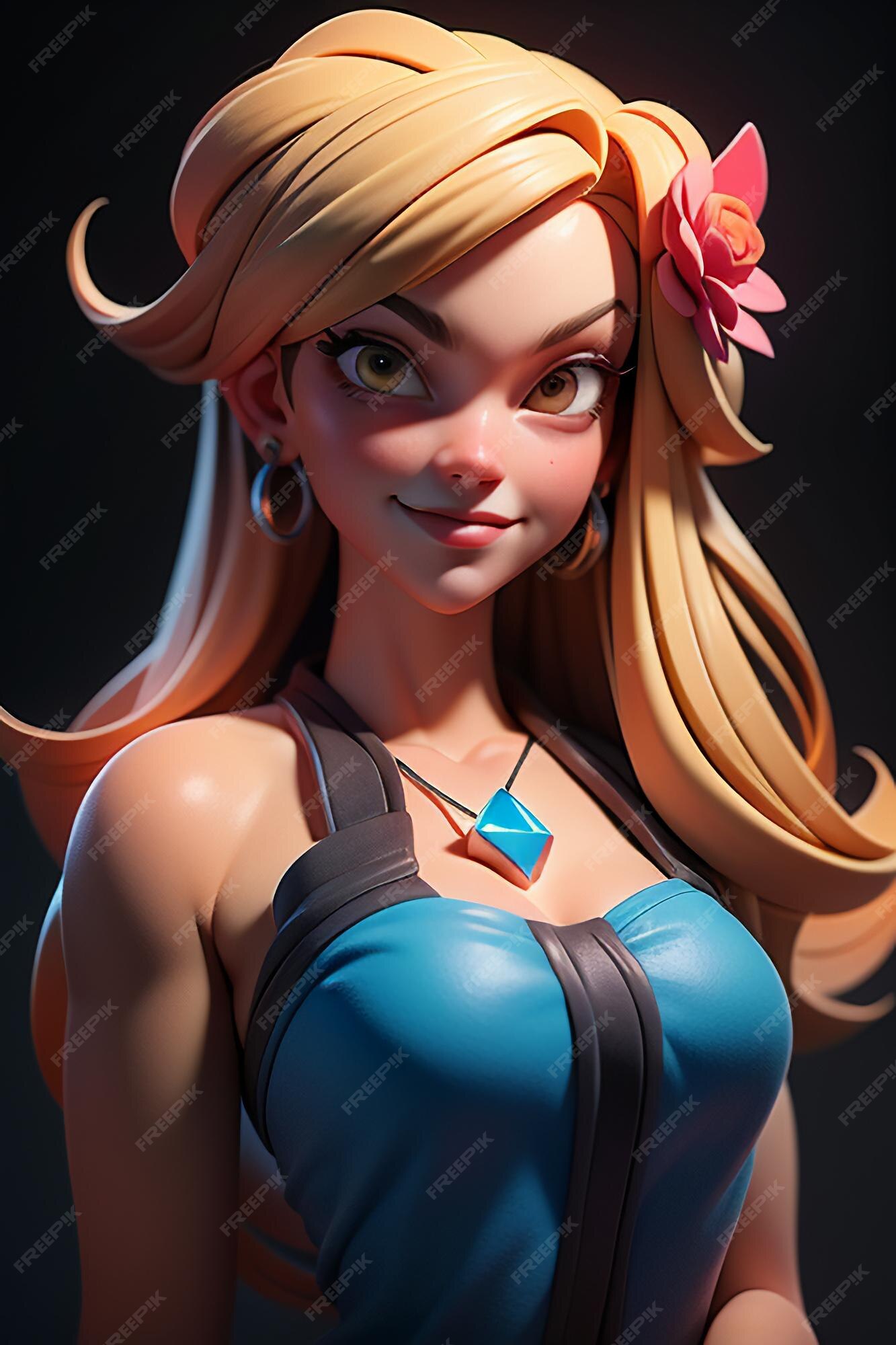 Menina de mulher de personagem de jogo 3d