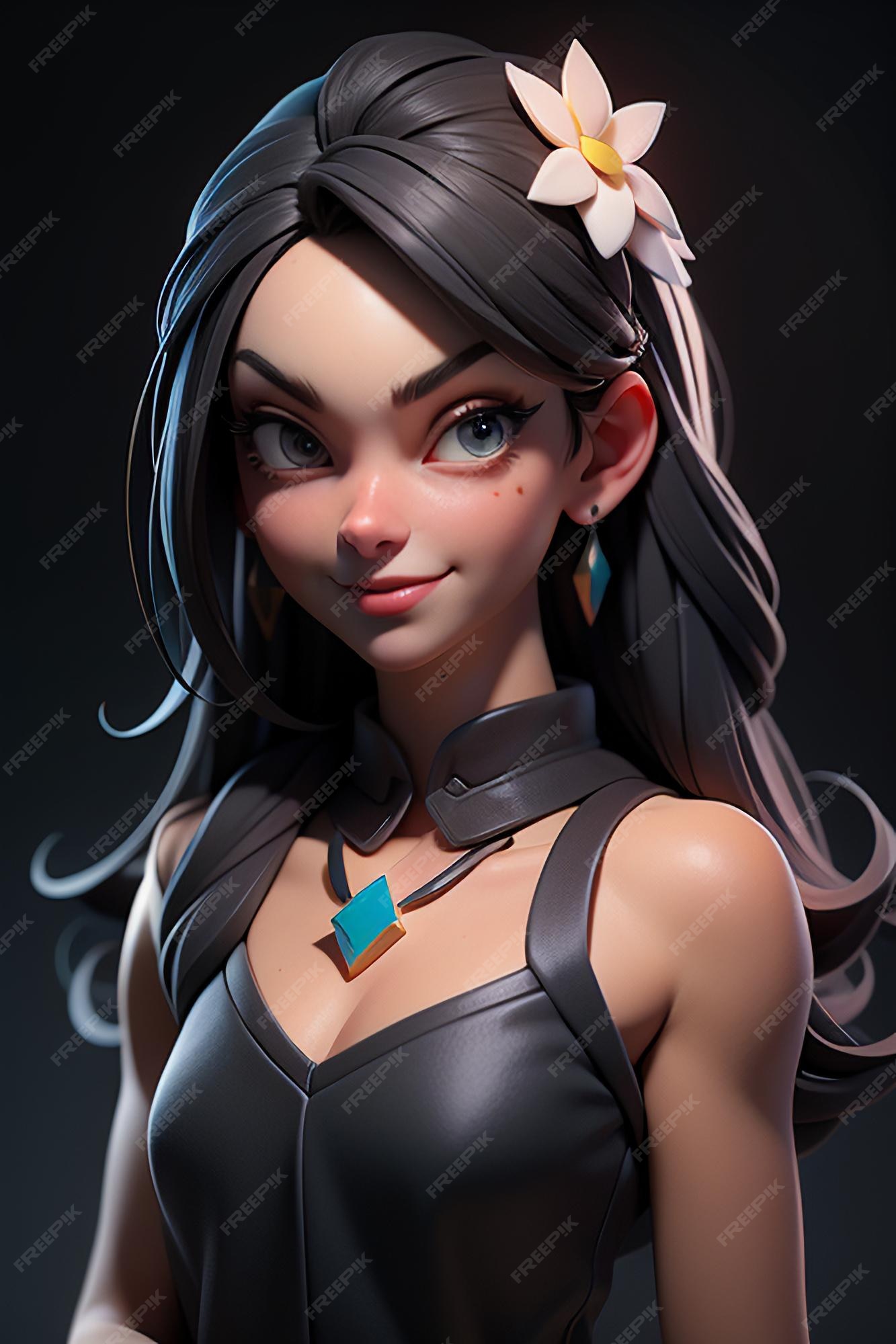 Menina de mulher de personagem de jogo 3d