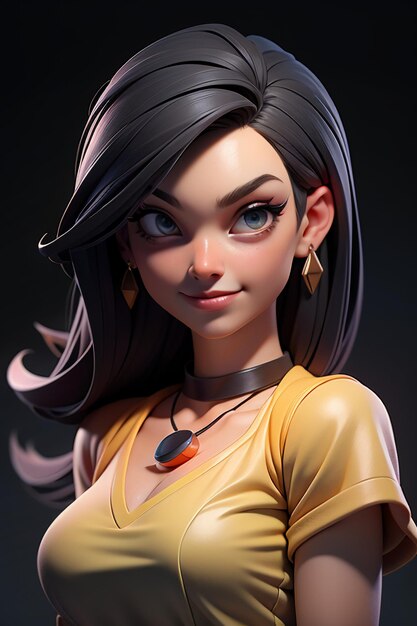 Personagem de desenho animado de renderização 3D menina bonita jogo personagem modelo papel de parede fundo ilustração