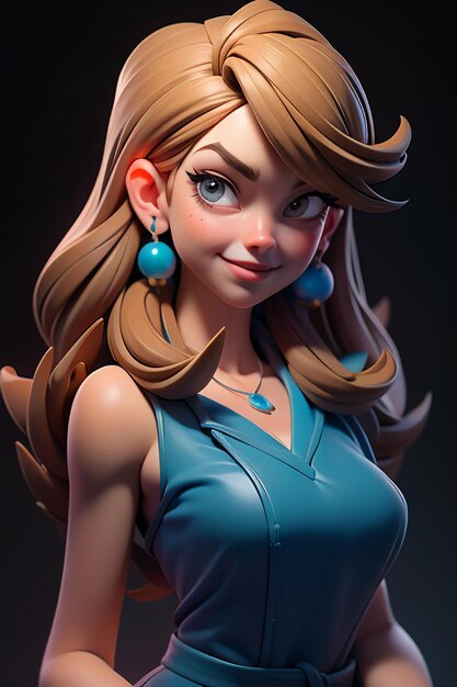 Personagem de desenho animado de renderização 3D menina bonita jogo personagem modelo papel de parede fundo ilustração