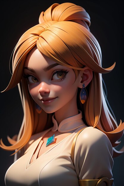 Personagem de desenho animado de renderização 3D menina bonita jogo personagem modelo papel de parede fundo ilustração