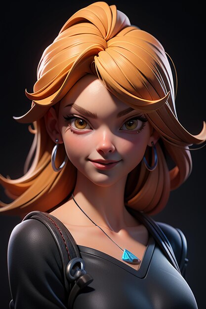 Personagem de desenho animado de renderização 3D menina bonita jogo personagem modelo papel de parede fundo ilustração