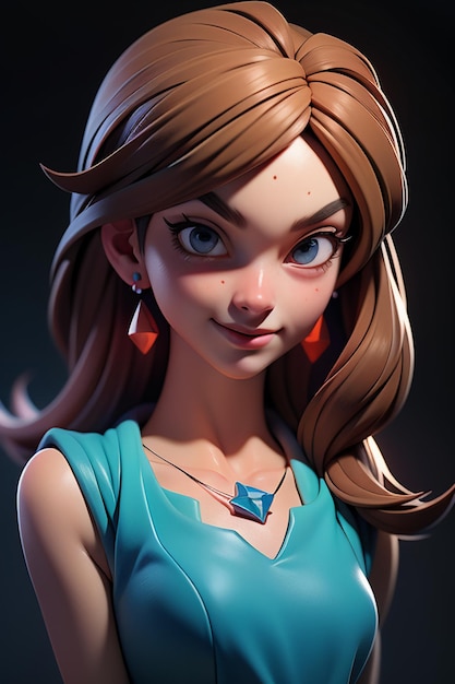 Personagem de desenho animado de renderização 3D menina bonita jogo personagem modelo papel de parede fundo ilustração