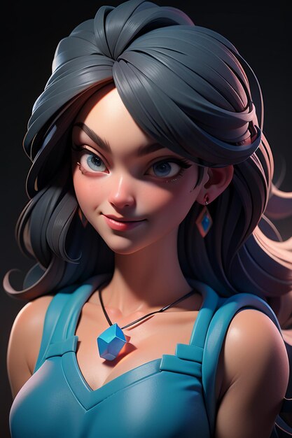 Personagem de desenho animado de renderização 3D menina bonita jogo personagem modelo papel de parede fundo ilustração