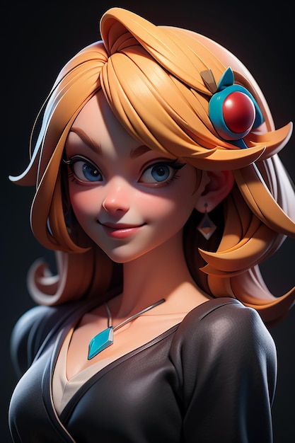 Personagem de desenho animado de renderização 3D menina bonita jogo personagem modelo papel de parede fundo ilustração