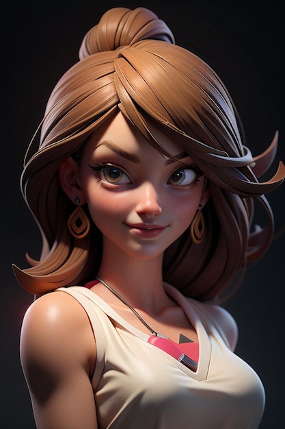 Personagem de desenho animado de renderização 3D menina bonita jogo personagem modelo papel de parede fundo ilustração