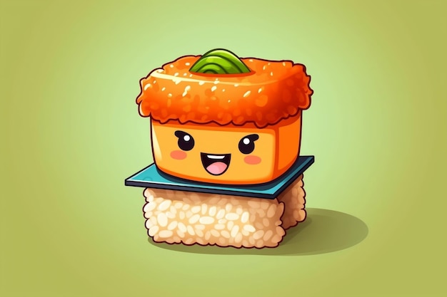 Foto personagem de desenho animado de sushi feliz ai